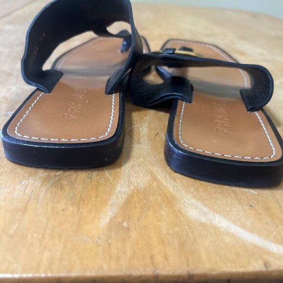 Frame Le Brentwood Black Leather Flip Flop Thong Sandals Size 39 US/8.5-9 - Picture 3 of 8